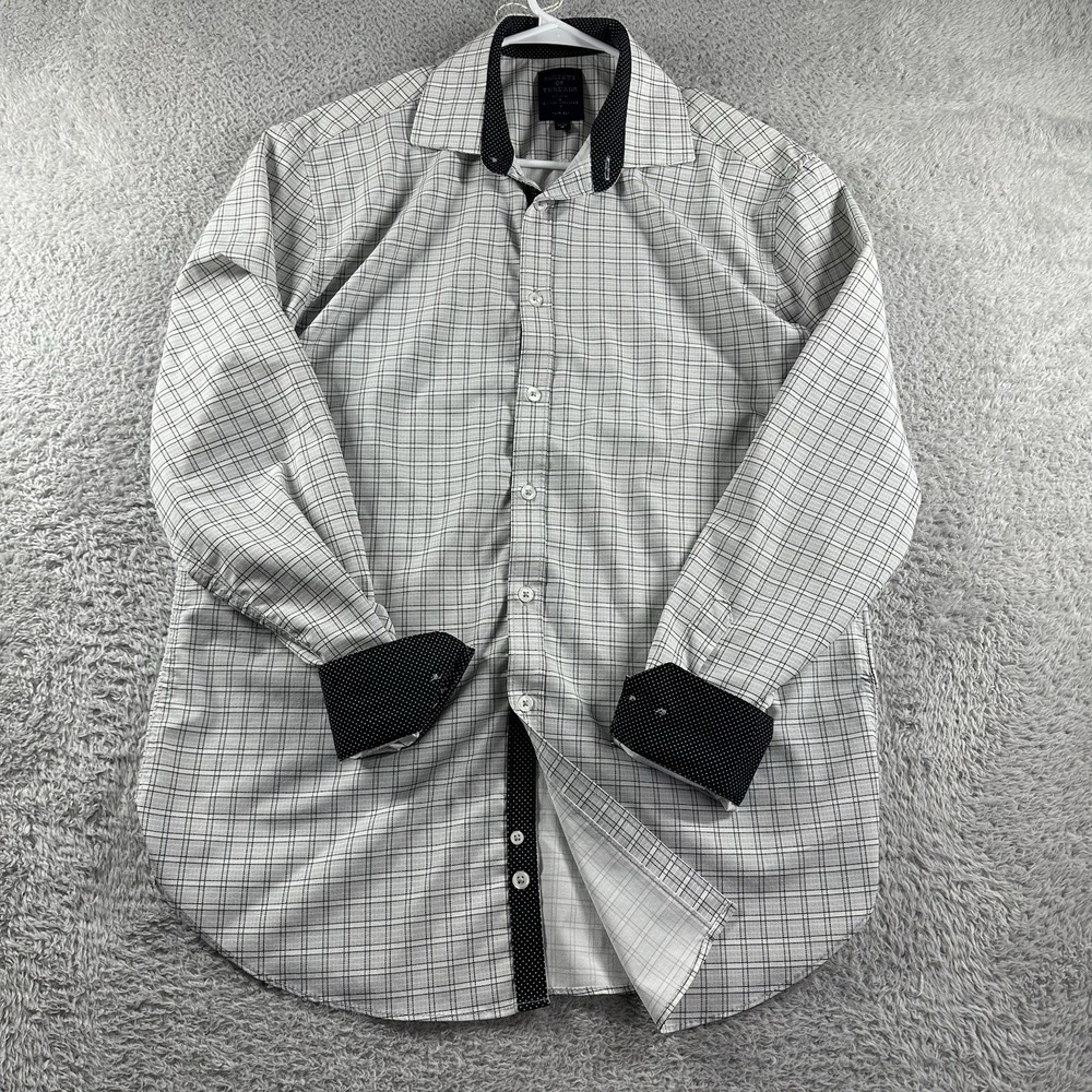 Society of Threads Shirt Mens Medium 33-34 Plaid Performance Long Sleeve Stretch